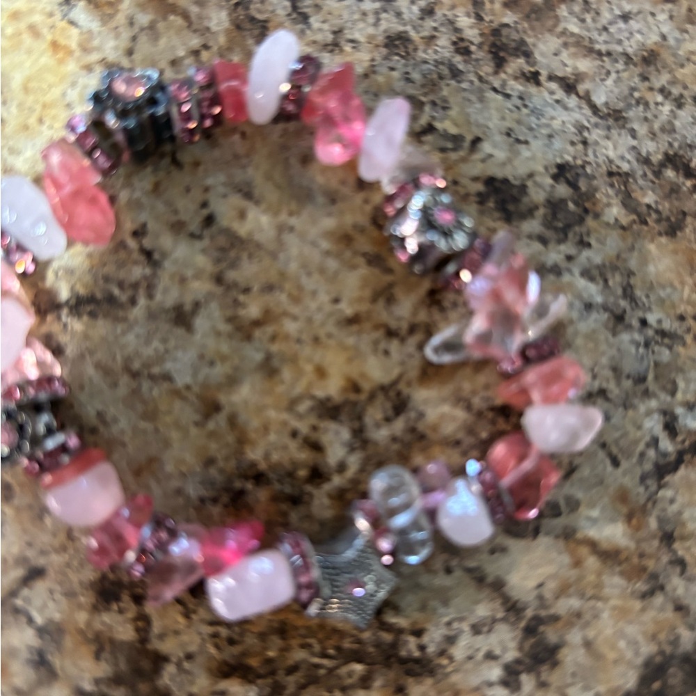 Pink and Silver Gemstone Bracelet